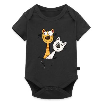 Two funny cats in the shirt - cat - kitten -fun - Baby Premium short-sleeve bodysuit - black - Front
