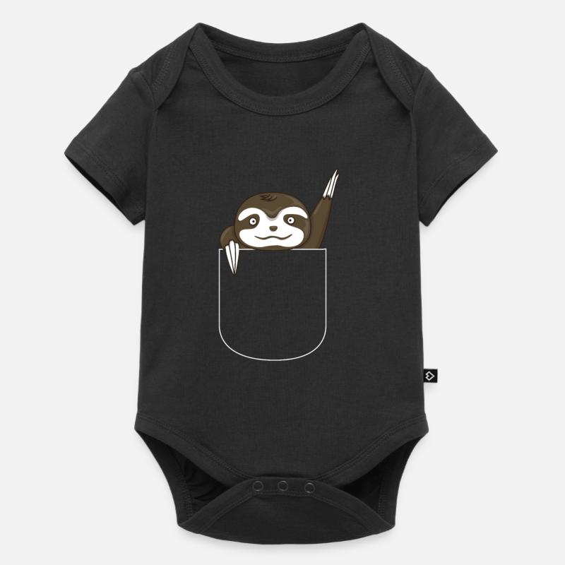 Faultier in der Tasche - Geschenk - Baby Premium Kurzarmbody - Schwarz
