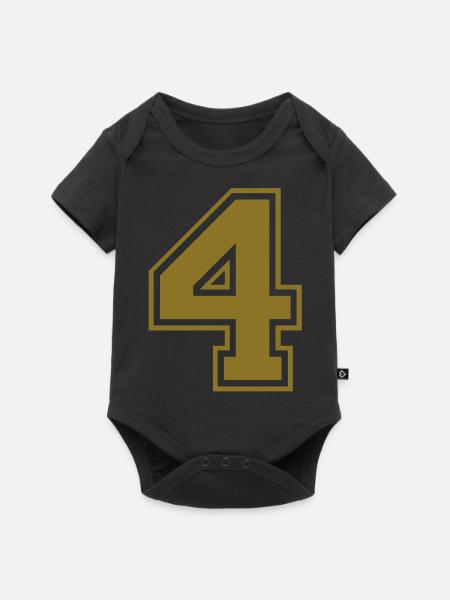 nummer - 4 - Baby Premium Kurzarmbody - Schwarz
