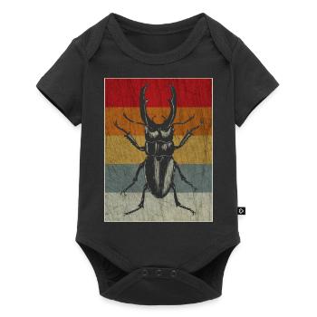 Insekt Kaefer Retro Geschenk Geschenkidee - Baby Premium Kurzarmbody - Schwarz - Vorne
