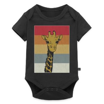 Giraffe Retro Vintage Geschenk Geschenkidee - Baby Premium Kurzarmbody - Schwarz - Vorne