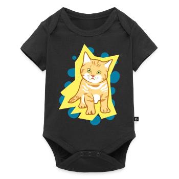 Doux chat triste bébé - Body à manches courtes Premium Bébé - noir - Devant