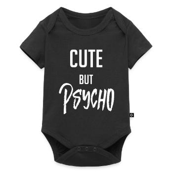 Cute but psycho . verrückt crazy süß aber psycho - Baby Premium Kurzarmbody - Schwarz - Vorne