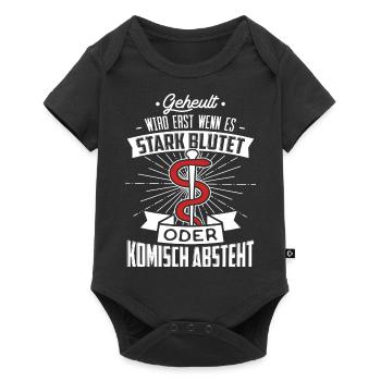 Geheult wird erst wenn es stark blutet - Sanitäter - Baby Premium Kurzarmbody - Schwarz - Vorne