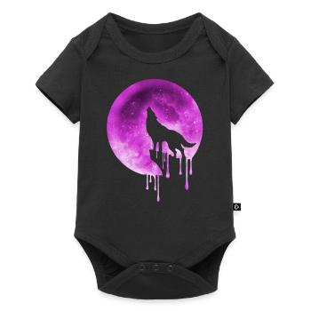 t-shirt de loup pleine lune - Body à manches courtes Premium Bébé - noir - Devant