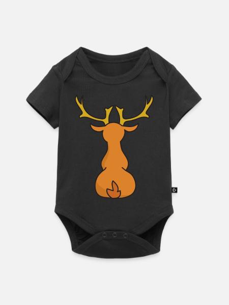 Weihnachten Christmas Rentier Elch Winter Schnee - Baby Premium Kurzarmbody - Schwarz