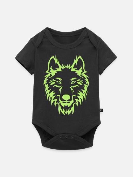 Wolf Kopf - Baby Premium Kurzarmbody - Schwarz