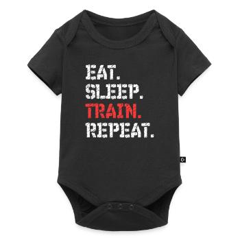 Gym Hanteln Muskeln Training - Baby Premium Kurzarmbody - Schwarz - Vorne