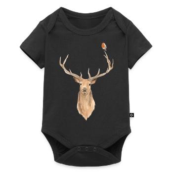 Oiseau et cerf - Body à manches courtes Premium Bébé - noir - Devant