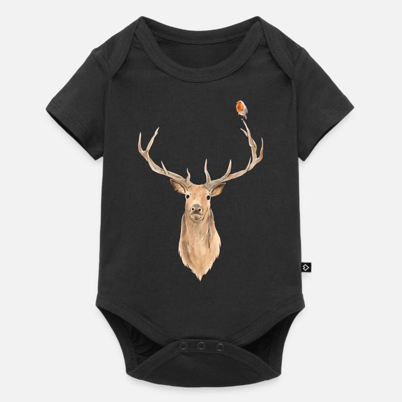 Bird and Deer - Baby Premium short-sleeve bodysuit - black