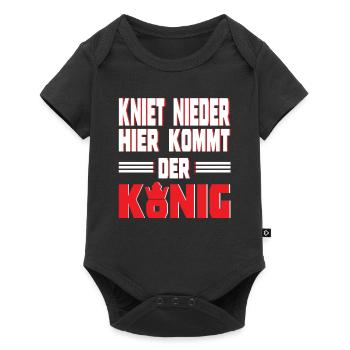 Lustiger Spruch Hier kommt der König Geschenkidee - Baby Premium Kurzarmbody - Schwarz - Vorne
