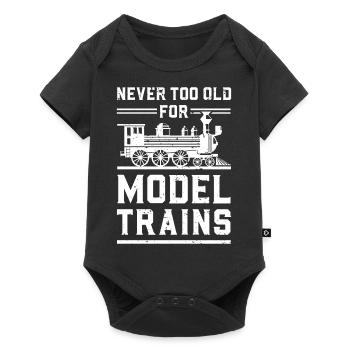 Jamais trop vieux pour les trains miniatures - Body à manches courtes Premium Bébé - noir - Devant