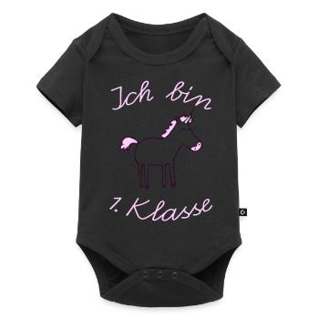 Erste Klasse Einhorn - Baby Premium Kurzarmbody - Schwarz - Vorne