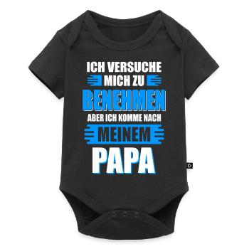 Papa Sohn Geschenk - Baby Premium Kurzarmbody - Schwarz - Vorne