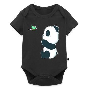 Doux bébé panda avec un papillon - Body à manches courtes Premium Bébé - noir - Devant