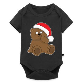 The cute Christmas bear Christmas Teddy Bear - Baby Premium short-sleeve bodysuit - black - Front