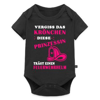 Krönchen Feuerwehrhelm Geschenkidee Feuerwehr cool - Baby Premium Kurzarmbody - Schwarz - Vorne