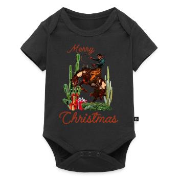 Frohe Weihnachten Cowboy - Baby Premium Kurzarmbody - Schwarz - Vorne