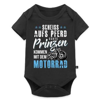 Echte Prinzen kommen mit dem Motorrad - Baby Premium Kurzarmbody - Schwarz - Vorne