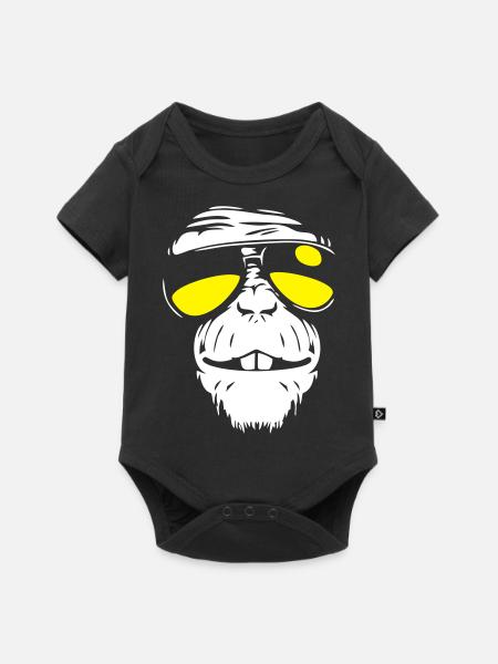 Cool Monkey - Coole Affe - Baby Premium Kurzarmbody - Schwarz