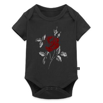 Rose in the old style gift flower - Baby Premium short-sleeve bodysuit - black - Front