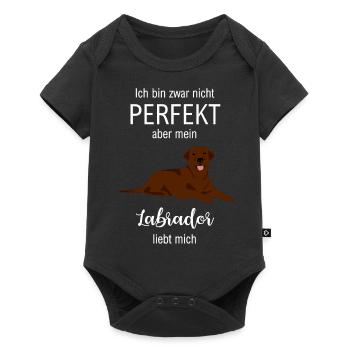 Labrador liebt mich - lustiges Hunde Geschenk - Baby Premium Kurzarmbody - Schwarz - Vorne