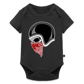 Motorbike skull red bandana - Baby Premium short-sleeve bodysuit - black - Front