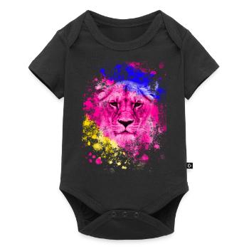 Lion art cadeau tête de lion coloré - Body à manches courtes Premium Bébé - noir - Devant