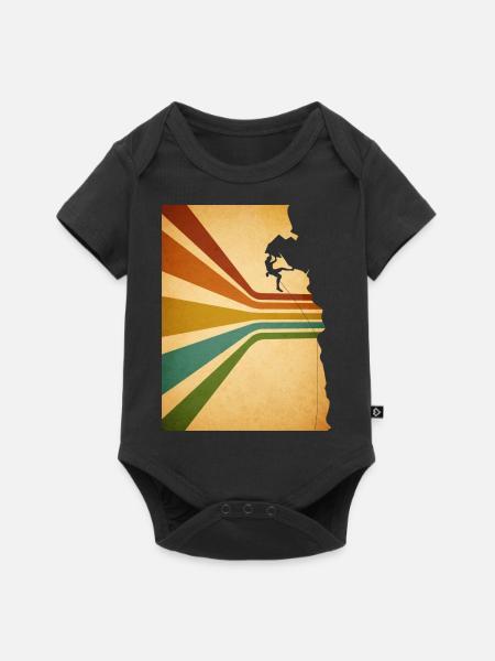 Klettern Retro Berg Grafik - Baby Premium Kurzarmbody - Schwarz