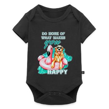 Flamingo Golden Retriever Spruch | Yolo-Artwork - Baby Premium Kurzarmbody - Schwarz - Vorne