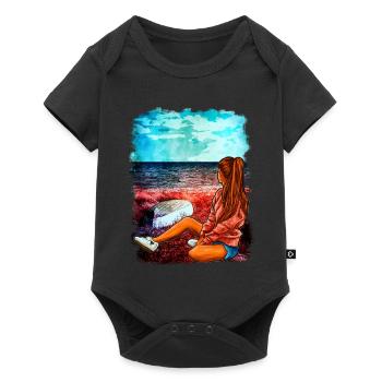 Illustration de fille mer plage | Oeuvre de Yolo - Body à manches courtes Premium Bébé - noir - Devant