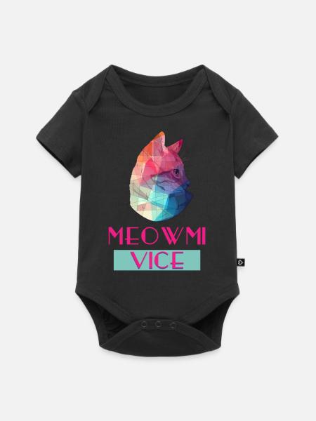Meowmi Laster - Baby Premium Kurzarmbody - Schwarz