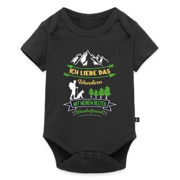 Ich liebe Wandern mit Hund Wanderer Schäferhund - Baby Premium Kurzarmbody - Schwarz - Vorne