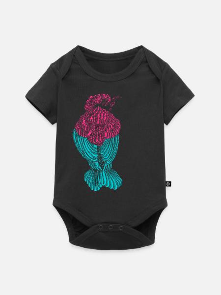 Bunter Vogel - Baby Premium Kurzarmbody - Schwarz