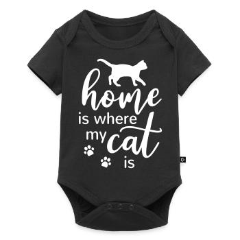 Cat Funny Home est un support pour chat amoureux des chats - Body à manches courtes Premium Bébé - noir - Devant