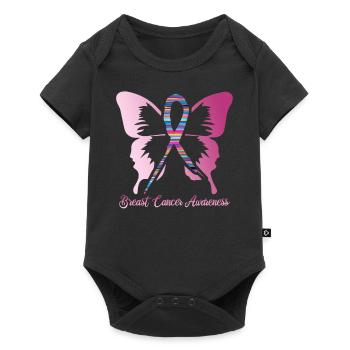 Papillon du cancer du sein - Body à manches courtes Premium Bébé - noir - Devant
