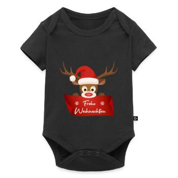Frohe Weihnachten Elch - Baby Premium Kurzarmbody - Schwarz - Vorne
