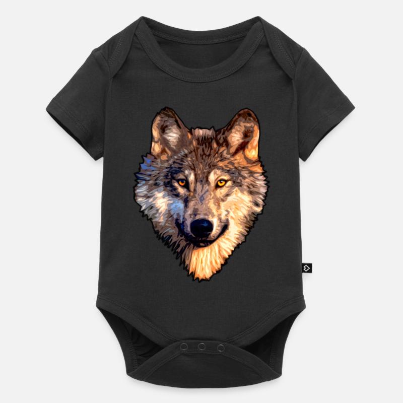 Wolf - Baby Premium Kurzarmbody - Schwarz
