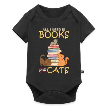 All I Need Is Books And Cats - Baby Premium short-sleeve bodysuit - black - Front