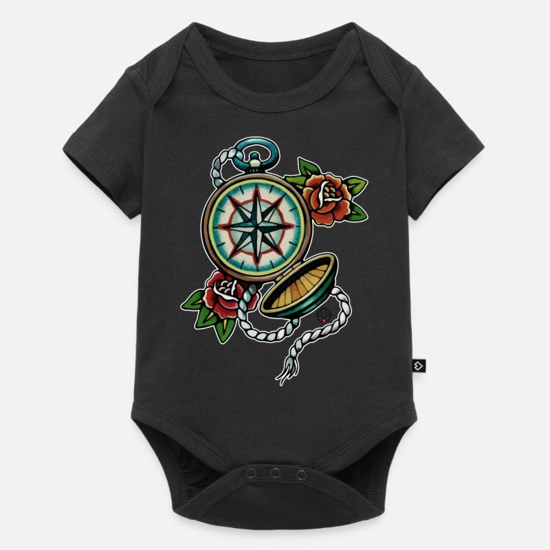 old school compass - Baby Premium short-sleeve bodysuit - black