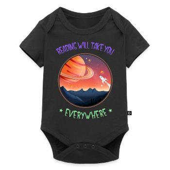 Reading Takes You Everywhere - Saturn - Baby Premium short-sleeve bodysuit - black - Front