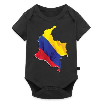Drapeau de la Colombie réel - Carte du drapeau - Body à manches courtes Premium Bébé - noir - Devant