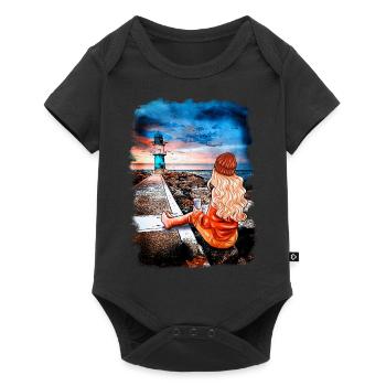 Lighthouse Warnemünde Illustration Blonde - Baby Premium short-sleeve bodysuit - black - Front