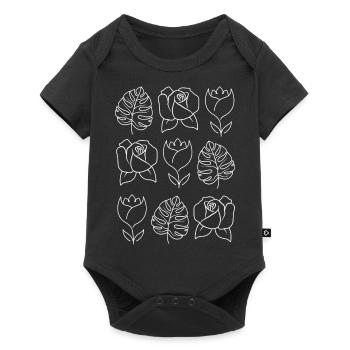 Flowers - Minimalist flowers - Baby Premium short-sleeve bodysuit - black - Front