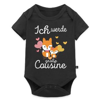 Cousine werdende cousine Geschenkidee - Baby Premium Kurzarmbody - Schwarz - Vorne