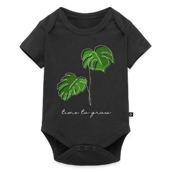 Monstera, Lineart, plant, Pflanze, Leaf, Minimal - Baby Premium Kurzarmbody - Schwarz - Vorne