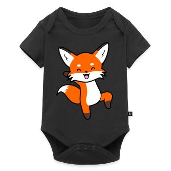Fröhlicher Fuchs Kinder Füchse - Baby Premium Kurzarmbody - Schwarz - Vorne