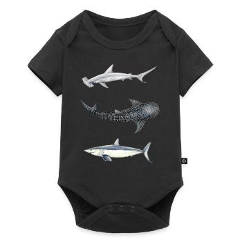 Trio of sharks: hammerhead shark, whale, mako - Baby Premium short-sleeve bodysuit - black - Front