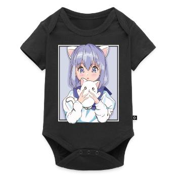 Kawaii Anime chat Neko Manga Japonais Otaku - Body à manches courtes Premium Bébé - noir - Devant