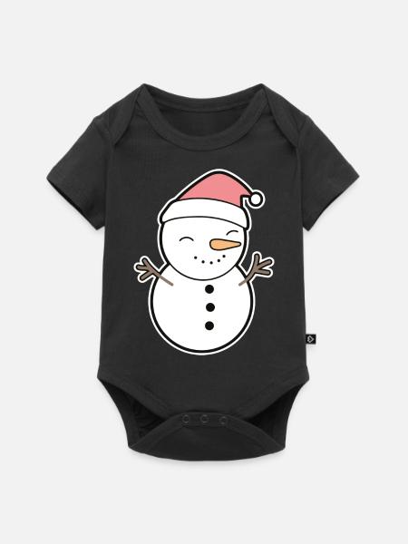 Schneemann - Baby Premium Kurzarmbody - Schwarz